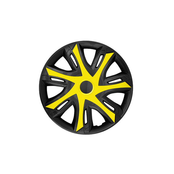 15'' NRM N-Power bicolor yellow/black sort-gule hjulkapsler, 4 stk.