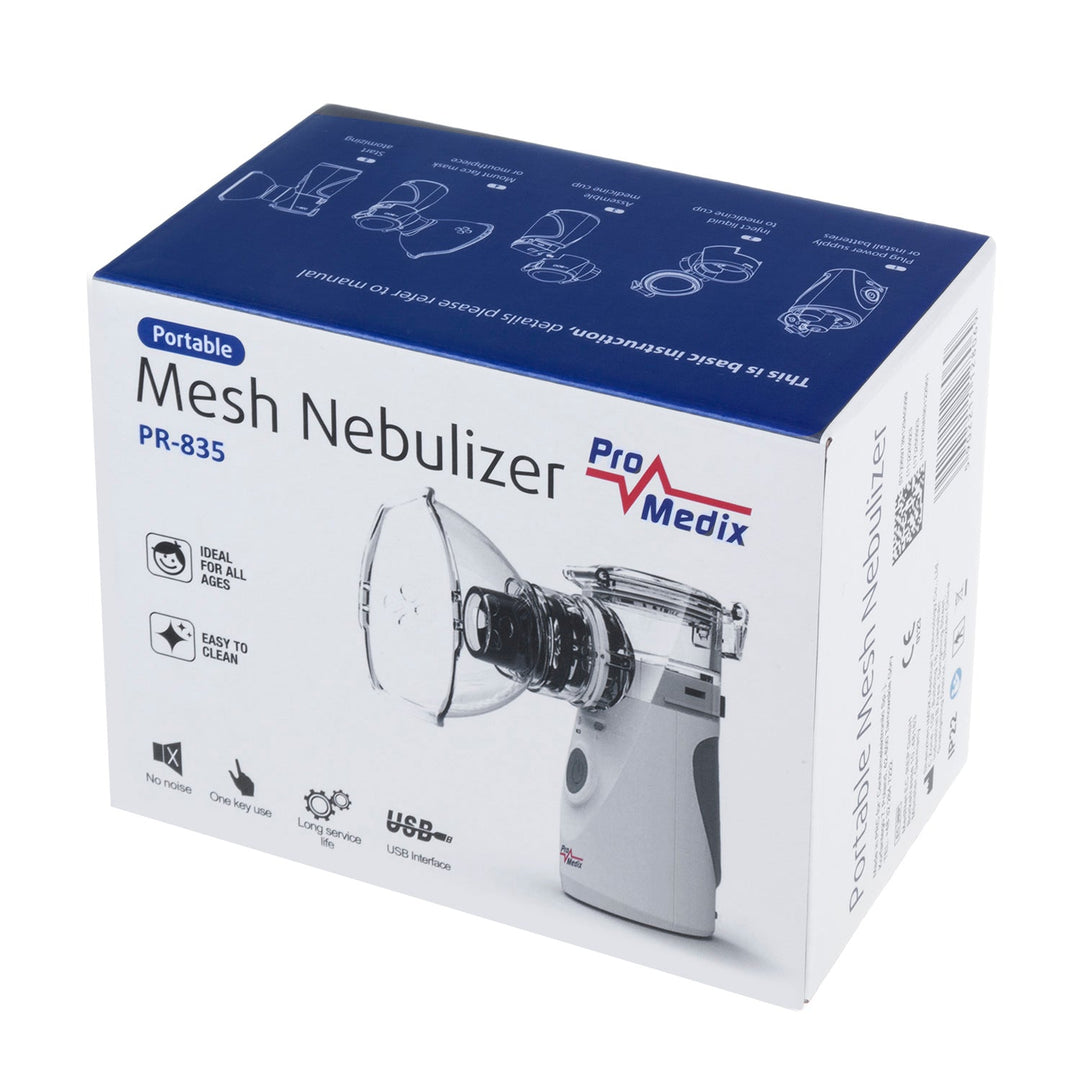 Promedix bærbar/håndholdt trådløs inhalator/forstøver, sæt, masker, PR-835