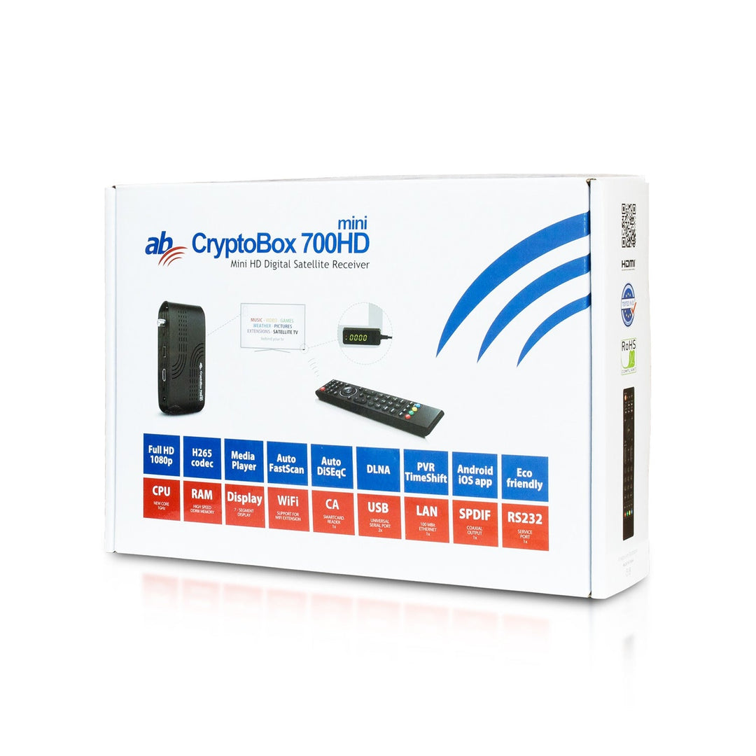 AB CryptoBox 700HD mini Full HD 1080p H.265 HEVC-modtager