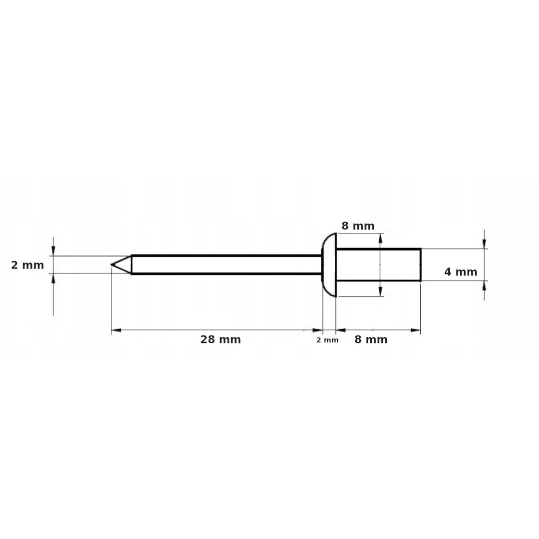 Riveter 4x8 - gylden eg (pakke - 100 stk.) SÆT