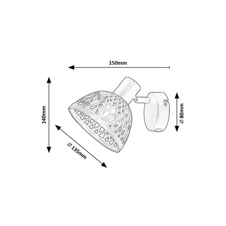 Rattan lampe, ind.spot.E14 1xMAX15W, sort - væglampe