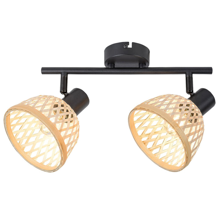 Rattan lampe, ind.spot.E14 2xMAX15W, sort - væglampe