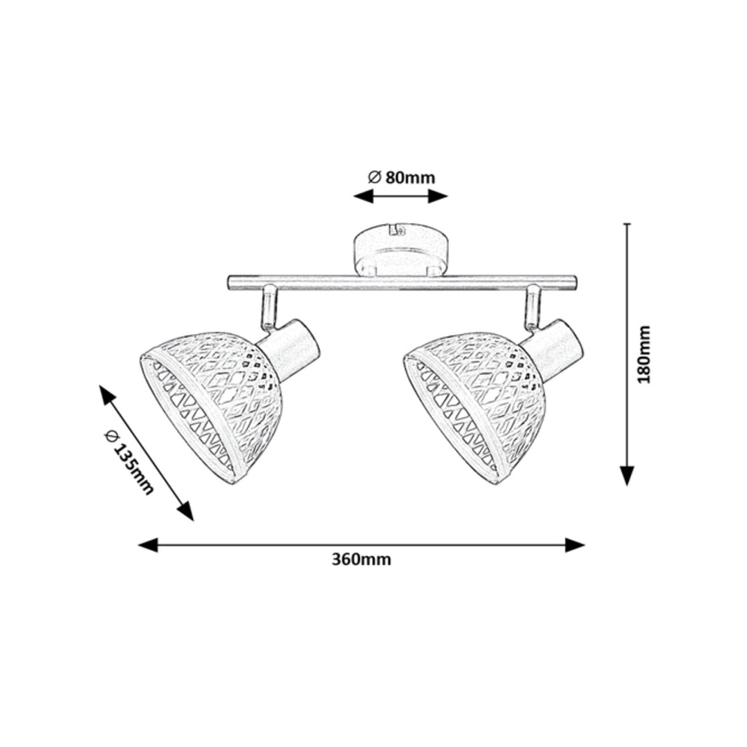 Rattan lampe, ind.spot.E14 2xMAX15W, sort - væglampe