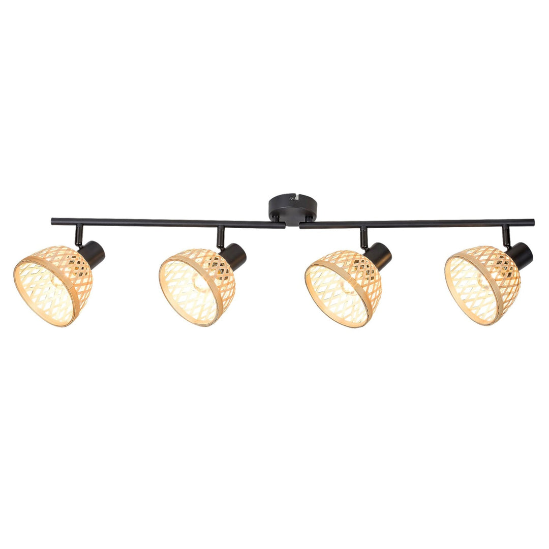 Rattan lampe, ind.spot.E14 4xMAX15W, sort - væglampe