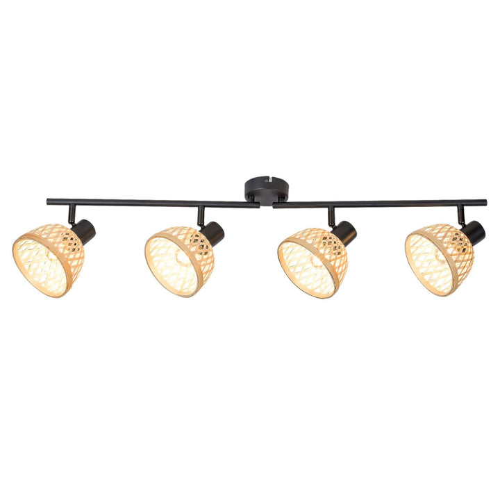 Rattan lampe, ind.spot.E14 4xMAX15W, sort - væglampe