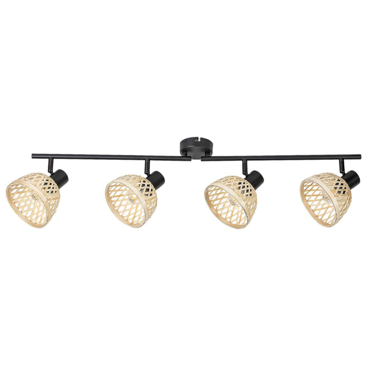 Rattan lampe, ind.spot.E14 4xMAX15W, sort - væglampe