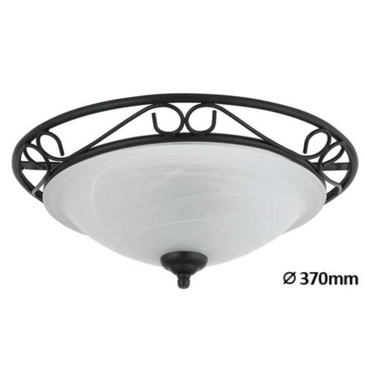 Loftlampe Athen ceilingD37 E27 2x60W mat sort