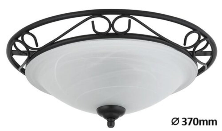 Loftlampe Athen ceilingD37 E27 2x60W mat sort