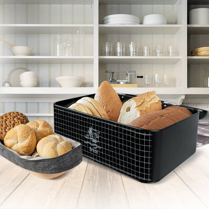 Brødbeholder med låg 30x20x15,7 cm Steel Black