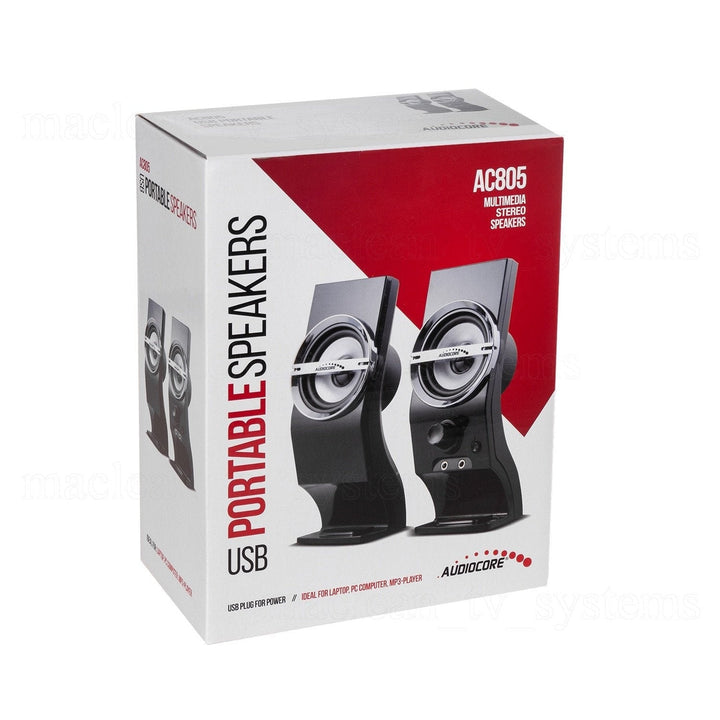 Audiocore 6W computerhøjttalere, USB, sort, AC805
