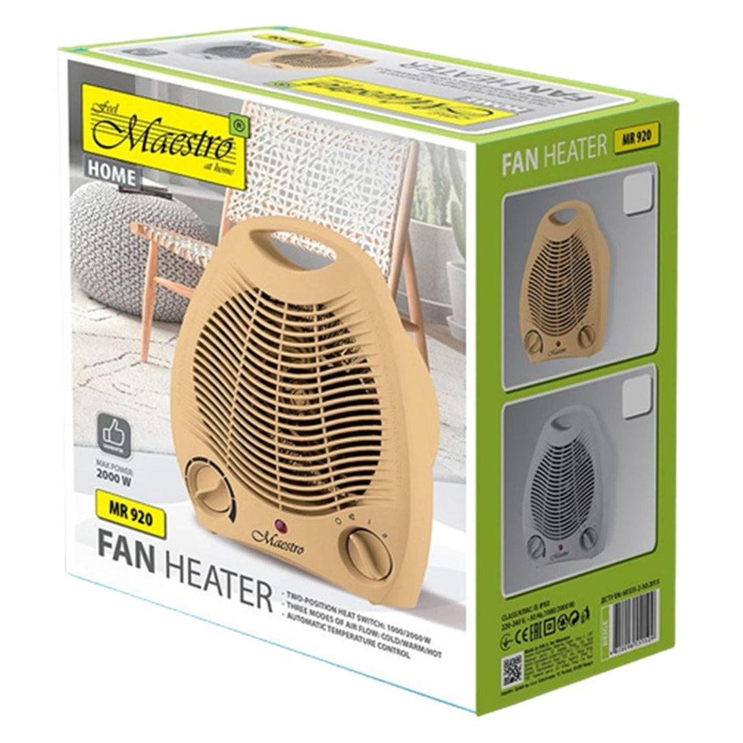 Termoventilator Elektrisk radiator 2000W Beige Har to driftsformer: ventilatorfunktion