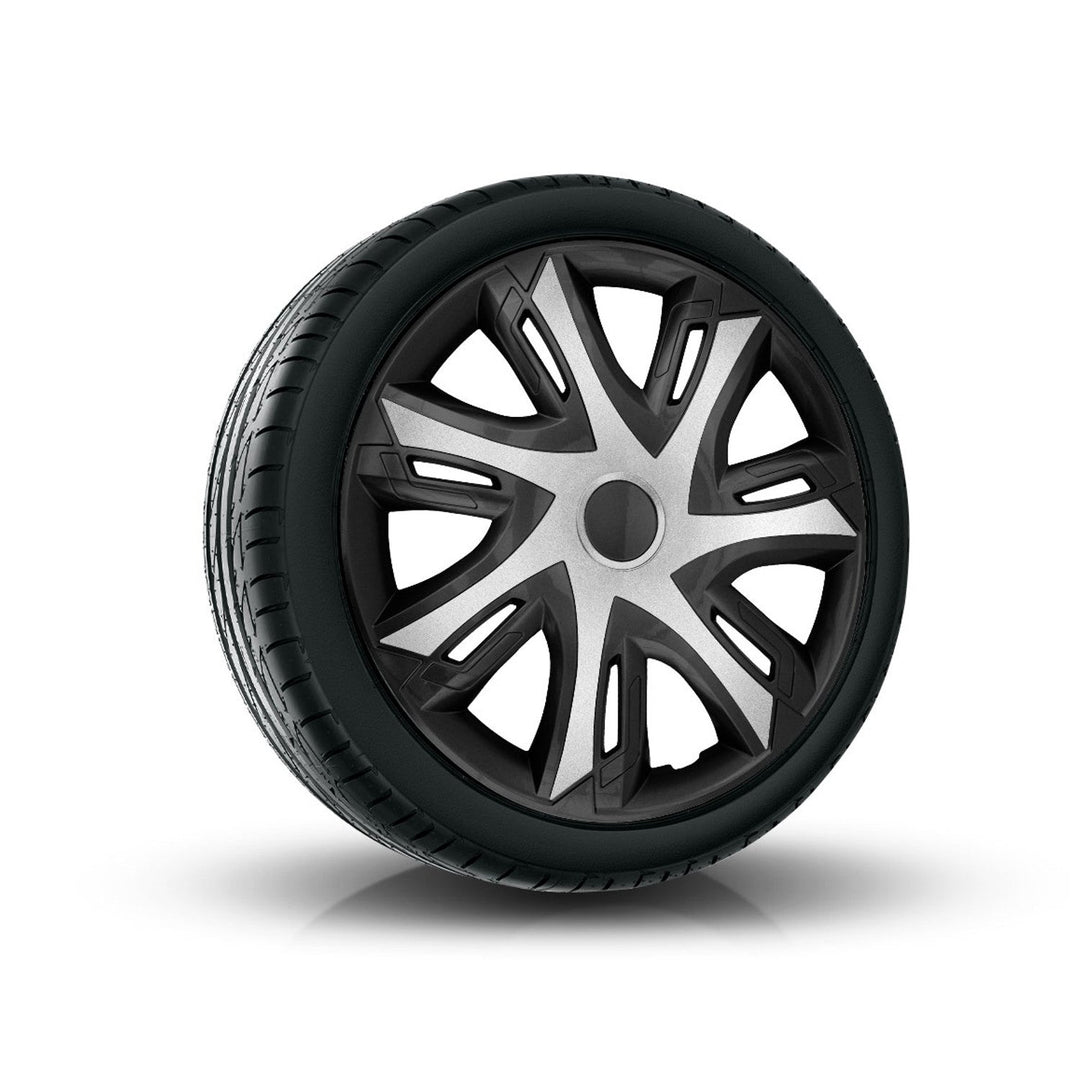 14" NRM N-Power bicolor silver/black hjulkapsler, sort-sølvfarvede, 4 stk.