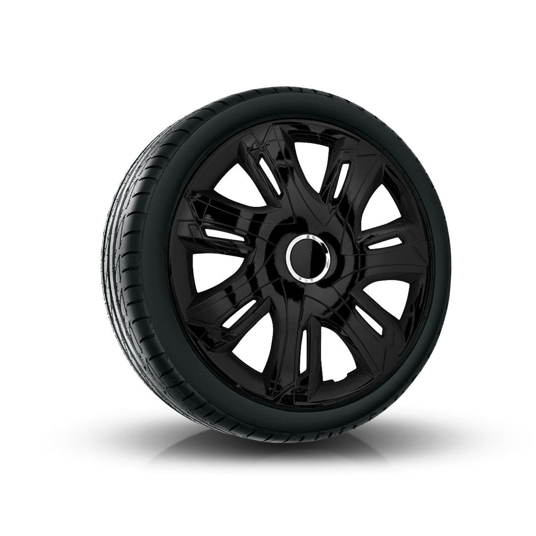 16" Supernova sortlakeret hjulkapsler, 4 stk., universal