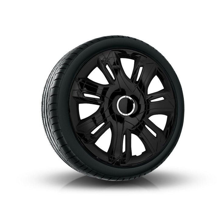 16" Supernova sortlakeret hjulkapsler, 4 stk., universal