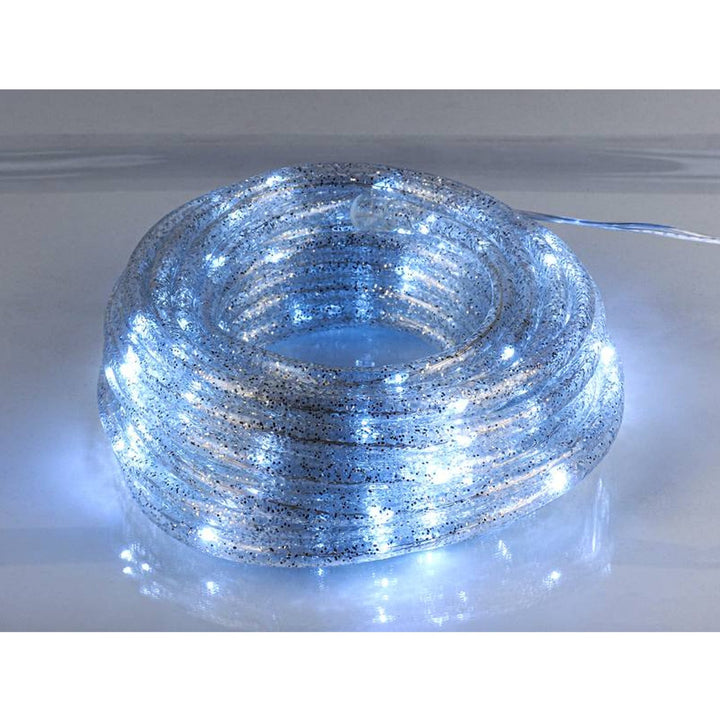 Dekorativt lyssnor ML54SZ 100 LED 10 m med sølvglimmer, kold hvid IP44