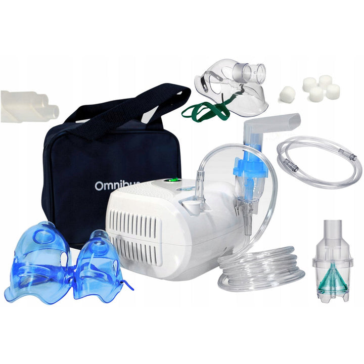 Omnibus BR-CN116 kompressorinhalator, hvid + slange + taske