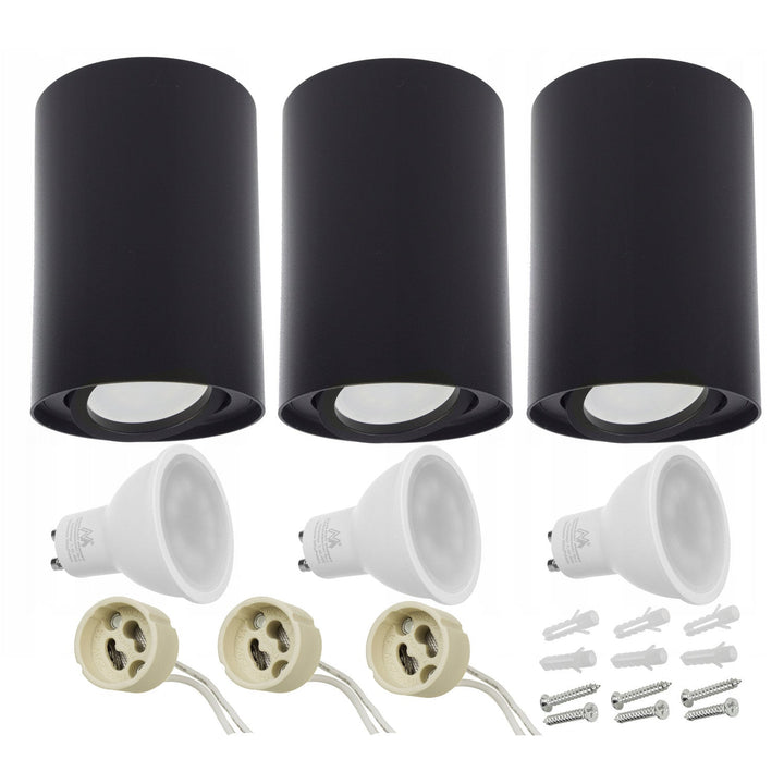 Rund loftlampe Maclean x 3 stk. + GU 10-pærer x 3 stk.