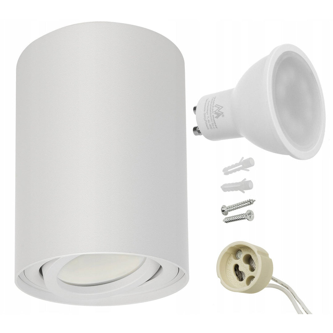 Maclean rund loftlampe, hvid MCE422 + LED-pære GU10 5W 4000K