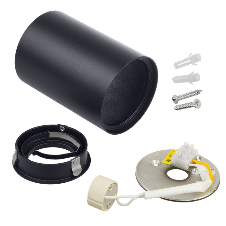 Maclean rund loftslampe, sort MCE422 B + LED-pære GU10 5W 4000K