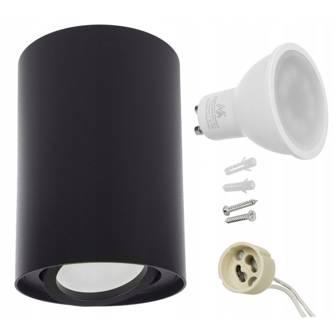 Maclean rund loftslampe, sort MCE422 B + LED-pære GU10 5W 4000K