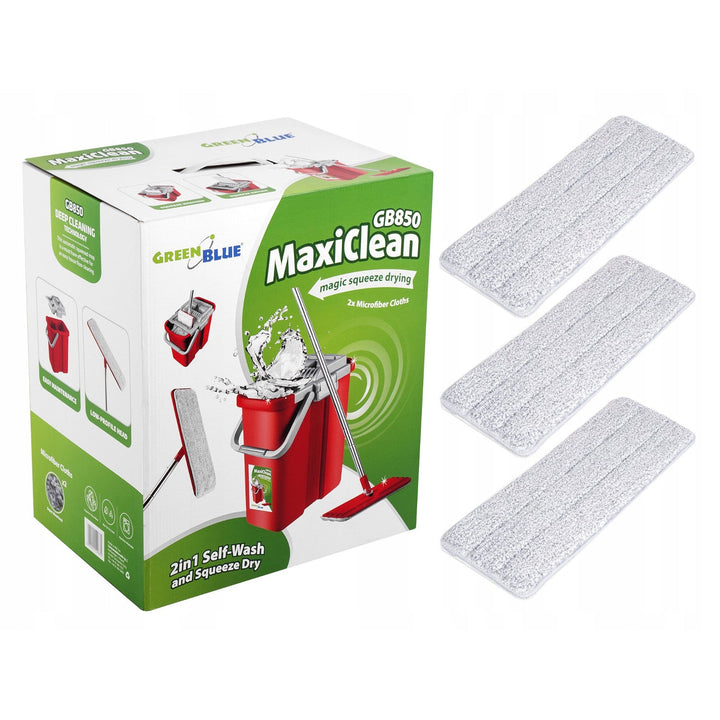 Flad moppe med automatisk spand + 3 mikrofiberklude