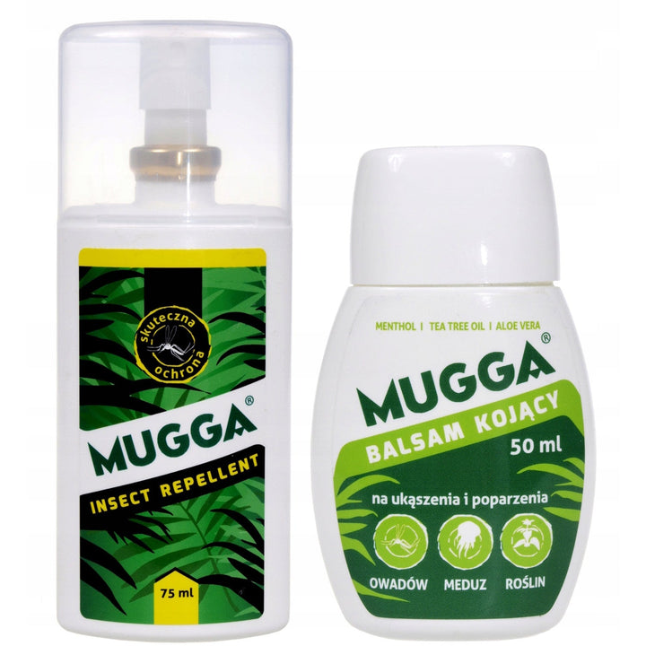 Mugga spray 9,5 % 75 ml mod myg og flåter + Beroligende balsam 50 ml