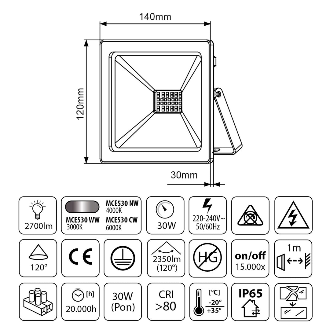 Gulvstativ med LED-spotter Maclean 30W