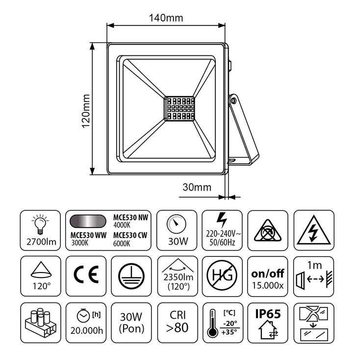Gulvstativ med LED-spotter Maclean 30W