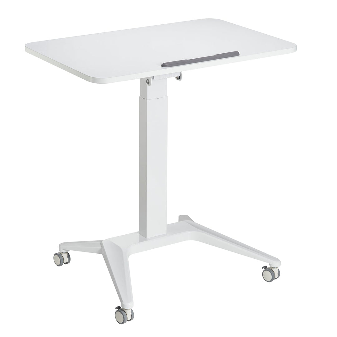 Mobil skrivebord til bærbar computer Maclean, hvid, pneumatisk højdejustering, 80x52 cm, 8 kg maks., 109 cm høj, MC-453W