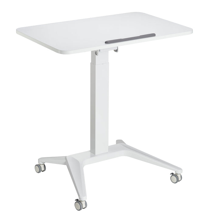 Mobil skrivebord til bærbar computer Maclean, hvid, pneumatisk højdejustering, 80x52 cm, 8 kg maks., 109 cm høj, MC-453W