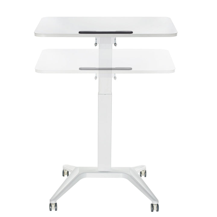 Mobil skrivebord til bærbar computer Maclean, hvid, pneumatisk højdejustering, 80x52 cm, 8 kg maks., 109 cm høj, MC-453W