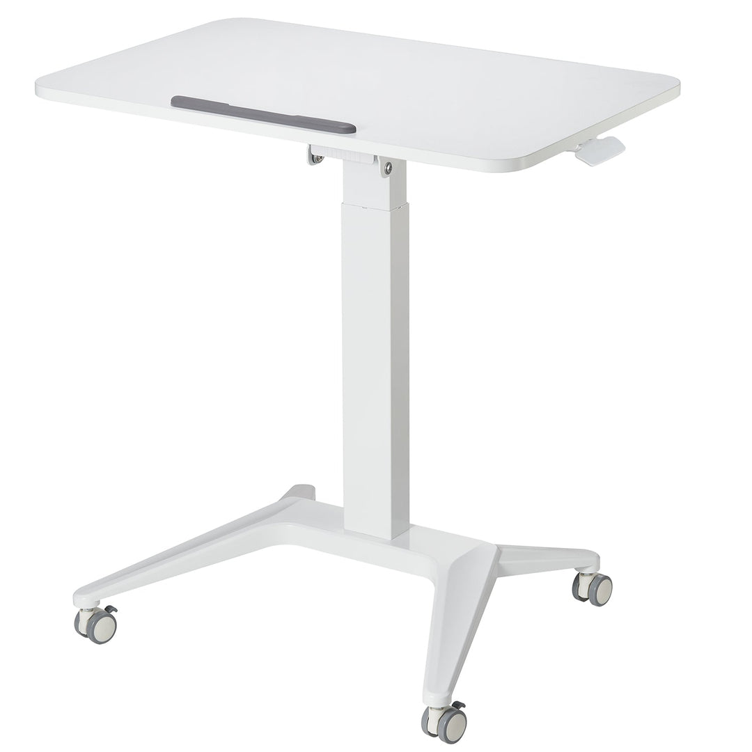 Mobil skrivebord til bærbar computer Maclean, hvid, pneumatisk højdejustering, 80x52 cm, 8 kg maks., 109 cm høj, MC-453W