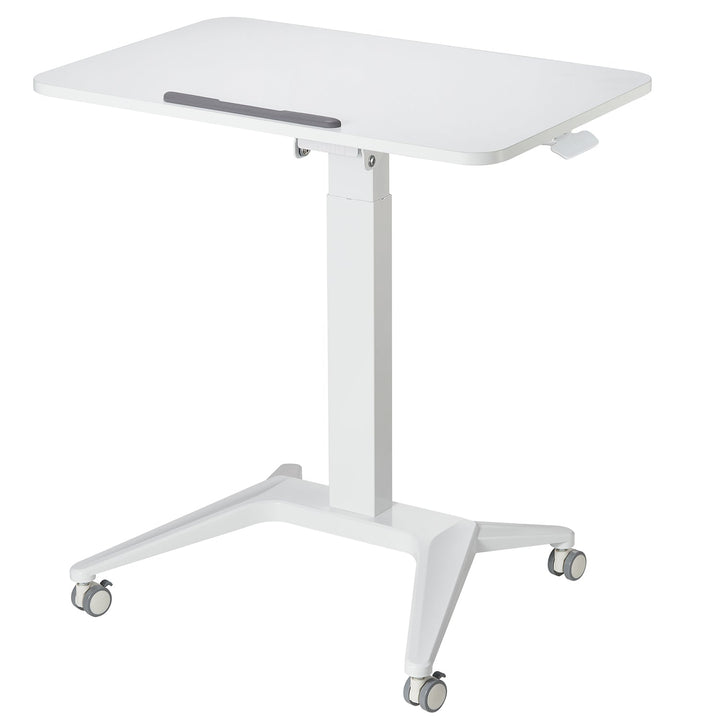 Mobil skrivebord til bærbar computer Maclean, hvid, pneumatisk højdejustering, 80x52 cm, 8 kg maks., 109 cm høj, MC-453W