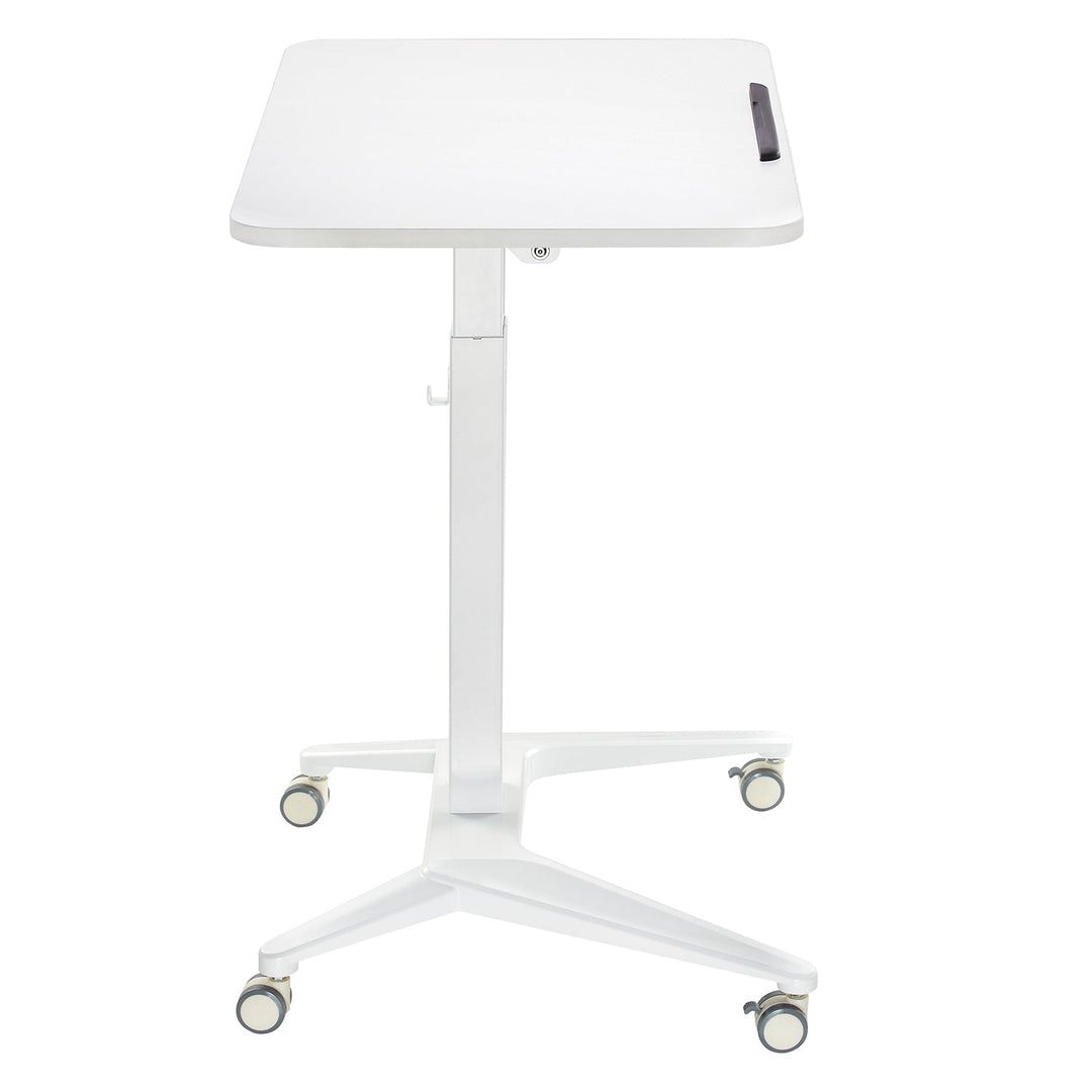Mobil skrivebord til bærbar computer Maclean, hvid, pneumatisk højdejustering, 80x52 cm, 8 kg maks., 109 cm høj, MC-453W