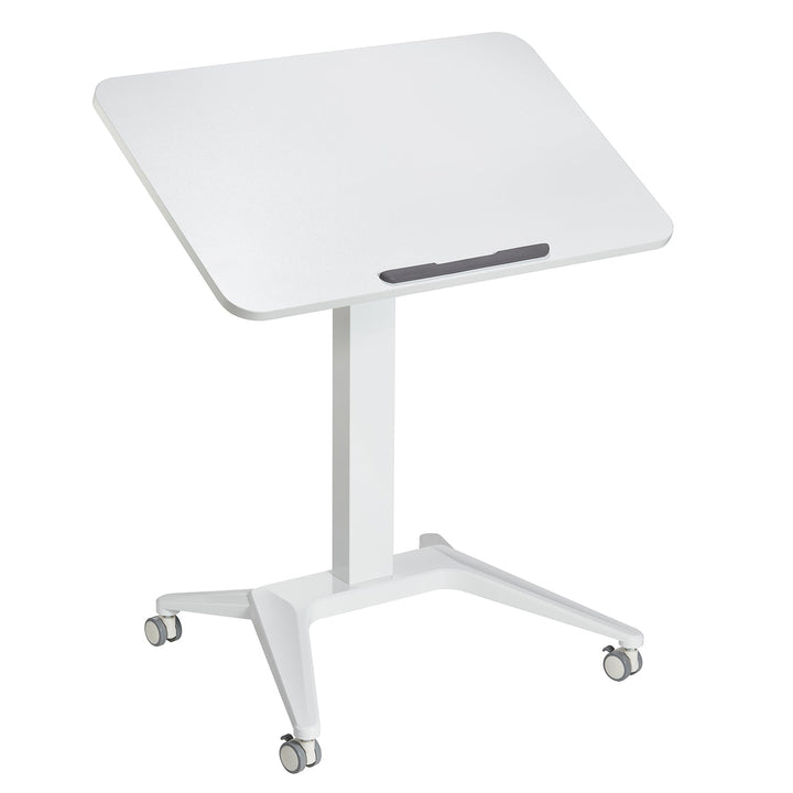 Mobil skrivebord til bærbar computer Maclean, hvid, pneumatisk højdejustering, 80x52 cm, 8 kg maks., 109 cm høj, MC-453W