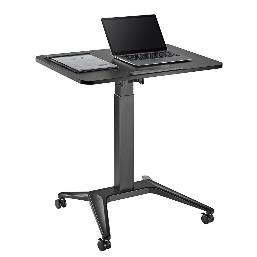 Mobil skrivebord til bærbar computer Maclean, sort, pneumatisk højdejustering, 80x52 cm, maks. 8 kg, 109 cm høj, MC-453B