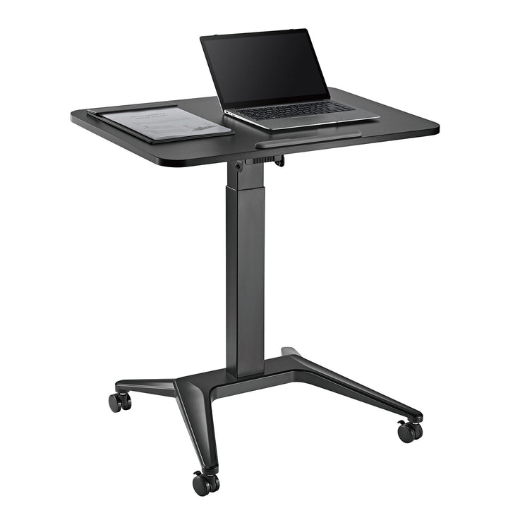 Mobil skrivebord til bærbar computer Maclean, sort, pneumatisk højdejustering, 80x52 cm, maks. 8 kg, 109 cm høj, MC-453B