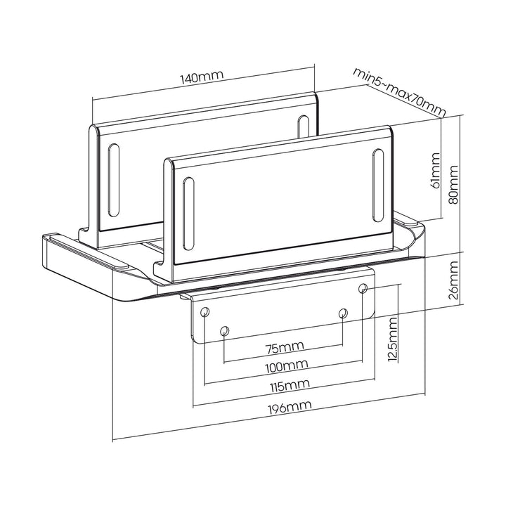 Holder til Thin-Client / mini PC Maclean, sort, passer til VESA-holdere, fritstående, MC-454