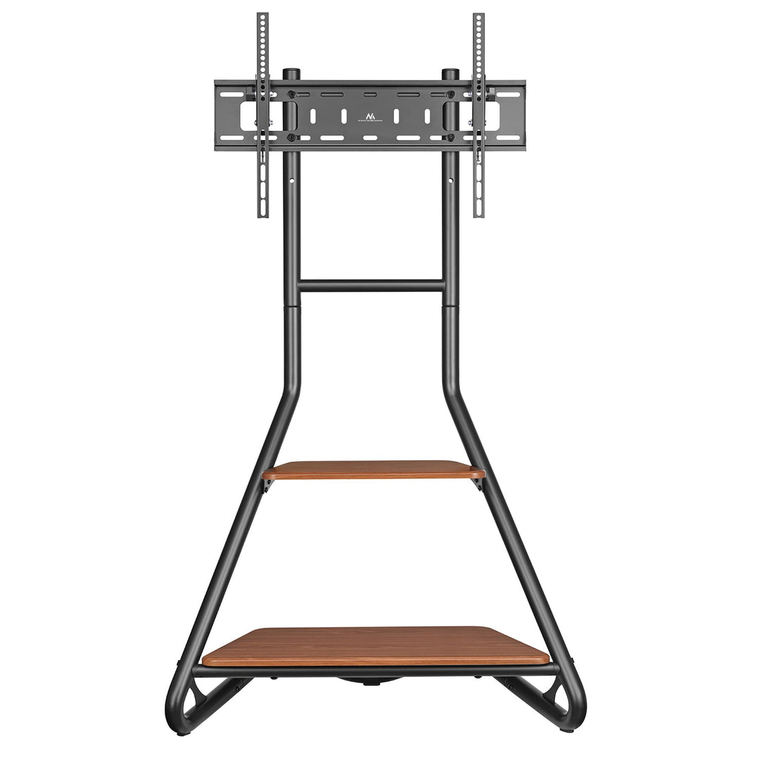 Fritstående TV-holder / hjørneholder Maclean, i Bauhaus-stil, to-trins træhylder, maks. 40 kg, 37-75'', MC-455
