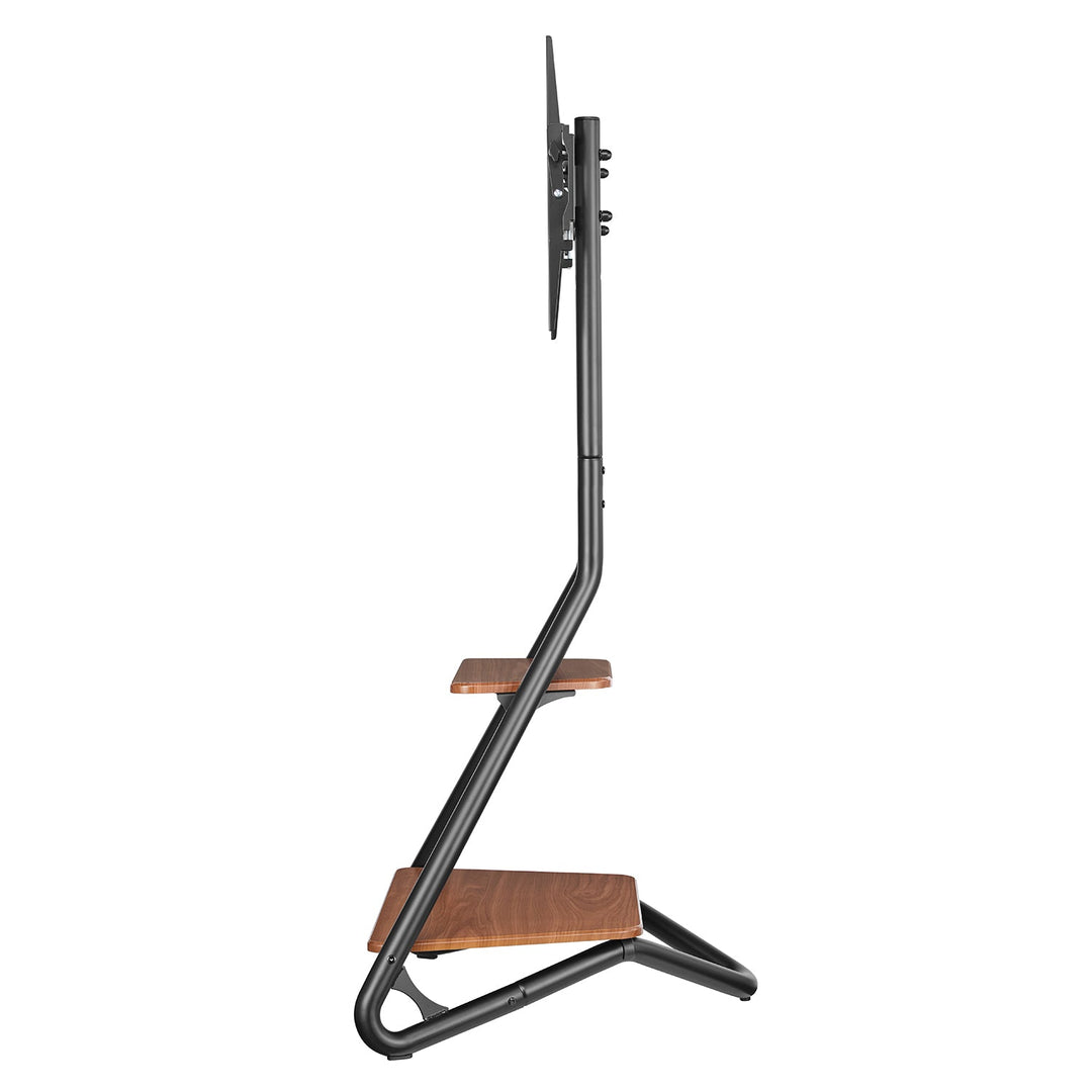 Fritstående TV-holder / hjørneholder Maclean, i Bauhaus-stil, to-trins træhylder, maks. 40 kg, 37-75'', MC-455