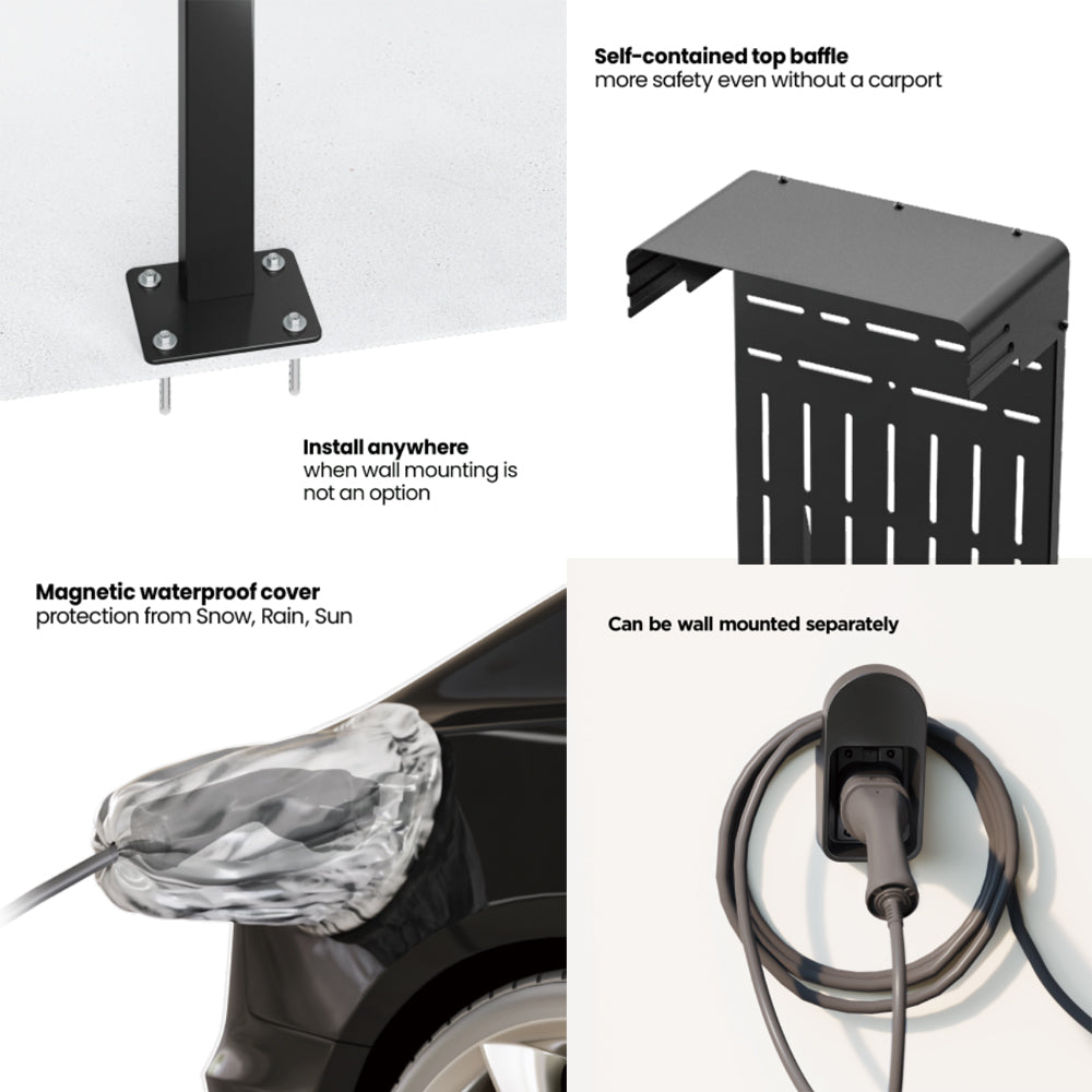 Udendørs stativ til EV- og PHEV-bilopladere fra Maclean, stål, maks. 15 kg, MCE456