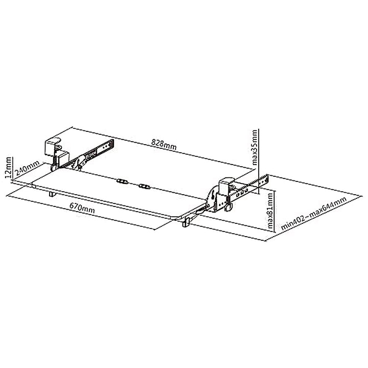 Maclean underbordstativ til tastatur, justerbart, maks. 5 kg, 67 x 24 cm, MC-462