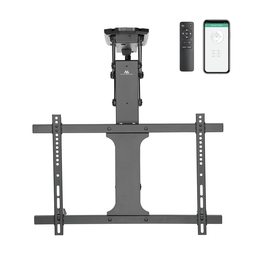 Maclean elektrisk loftmonteret tv-holder, TUYA-kompatibel, maks. VESA 600x400, til skrå vægge, fjernbetjening, 32"-70", 35 kg, MC-880T