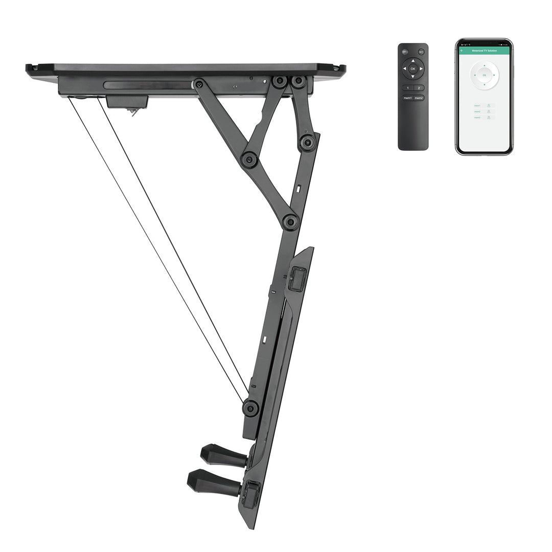 Maclean elektrisk loftmonteret tv-holder, TUYA-kompatibel, maks. VESA 600x400, til skrå vægge, fjernbetjening, 32"-70", 35 kg, MC-880T
