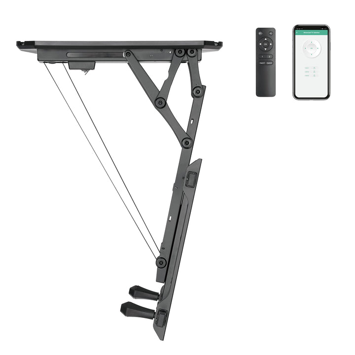 Maclean elektrisk loftmonteret tv-holder, TUYA-kompatibel, maks. VESA 600x400, til skrå vægge, fjernbetjening, 32"-70", 35 kg, MC-880T