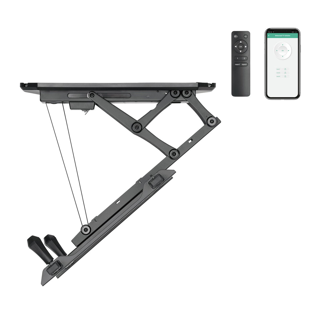 Maclean elektrisk loftmonteret tv-holder, TUYA-kompatibel, maks. VESA 600x400, til skrå vægge, fjernbetjening, 32"-70", 35 kg, MC-880T