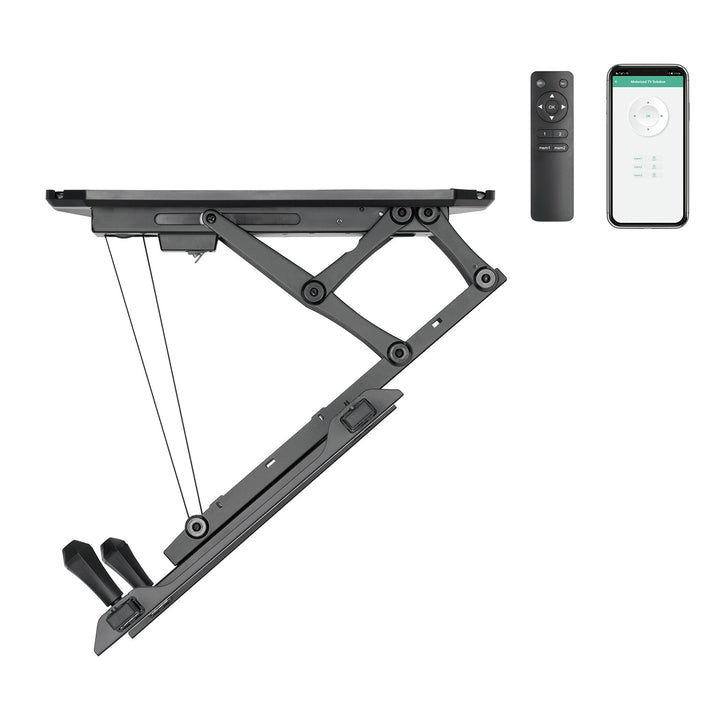 Maclean elektrisk loftmonteret tv-holder, TUYA-kompatibel, maks. VESA 600x400, til skrå vægge, fjernbetjening, 32"-70", 35 kg, MC-880T