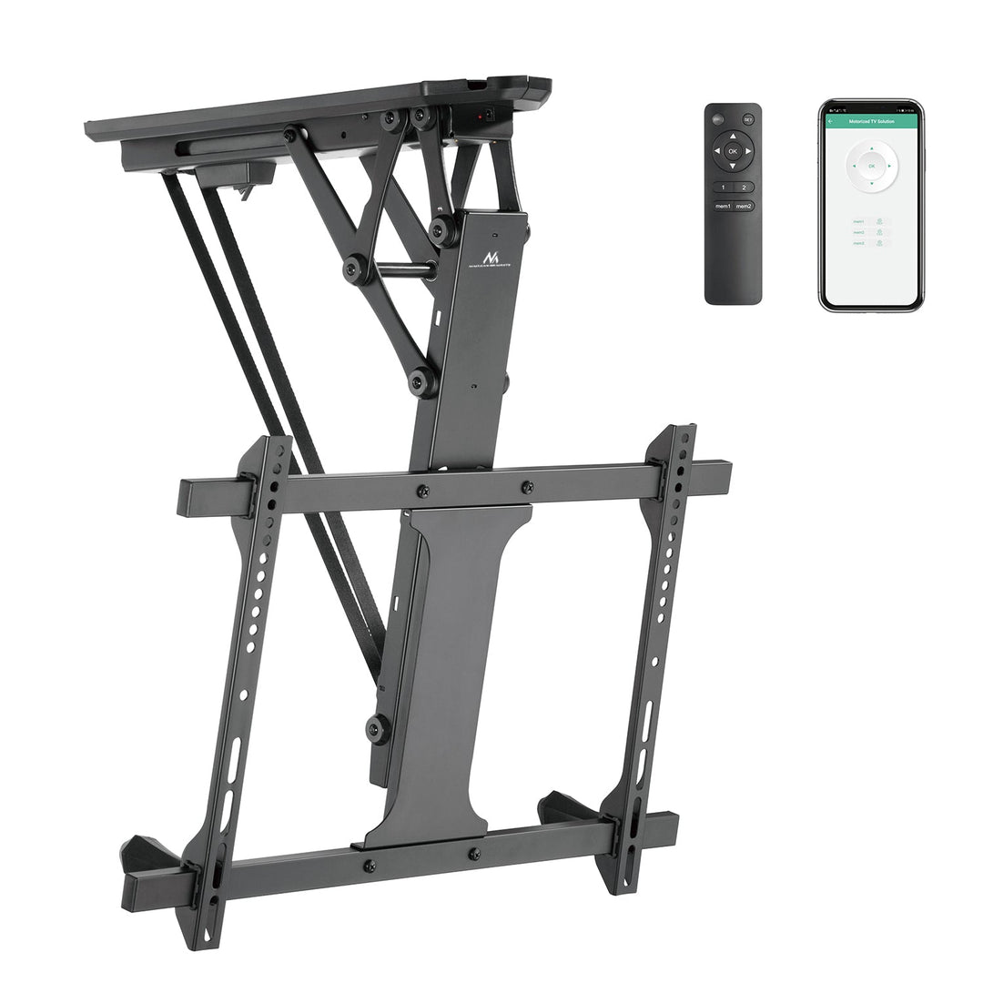 Maclean elektrisk loftmonteret tv-holder, TUYA-kompatibel, maks. VESA 600x400, til skrå vægge, fjernbetjening, 32"-70", 35 kg, MC-880T