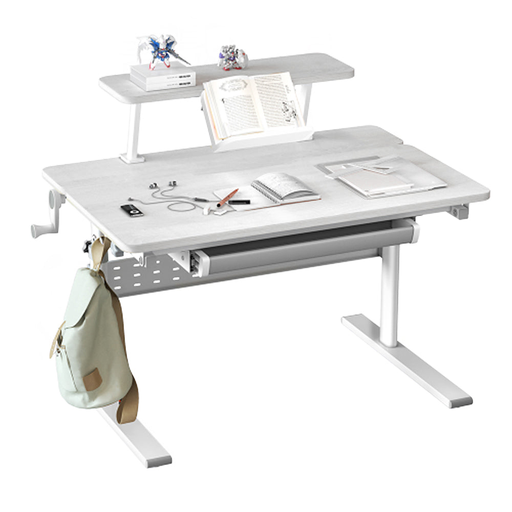 Ergo Office børneskrivebord, højdejusterbart, gråt, maks. 40 kg, 900 x 600 mm, ER-483