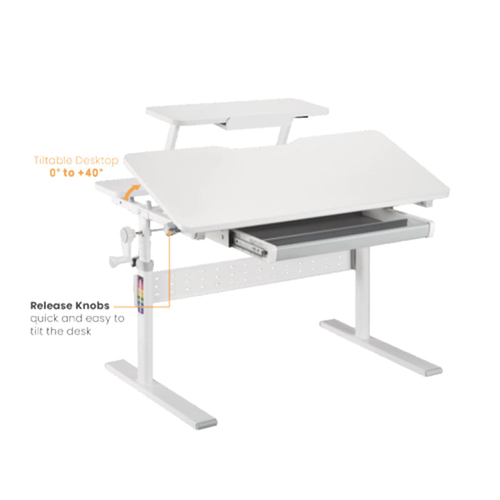 Ergo Office børneskrivebord, højdejusterbart, gråt, maks. 40 kg, 900 x 600 mm, ER-483